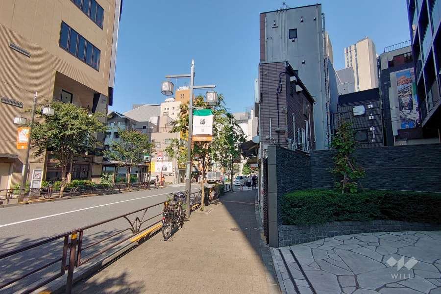 敷地北西側の前面道路（南西側から）