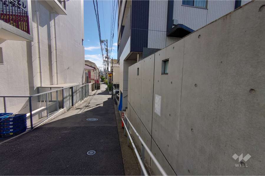 敷地南東側の前面道路（北東側から）