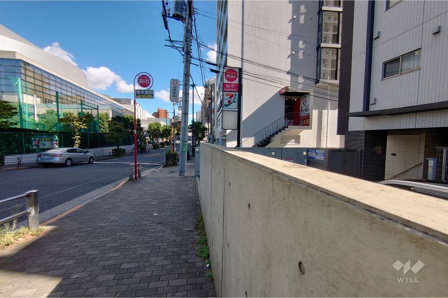 敷地北東側の前面道路（北西側から）