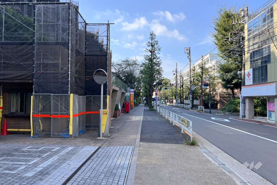 敷地北西側の前面道路（北東側から）