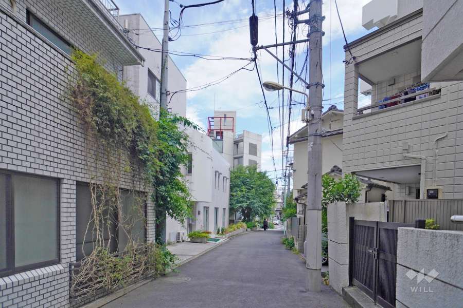 敷地西側の前面道路