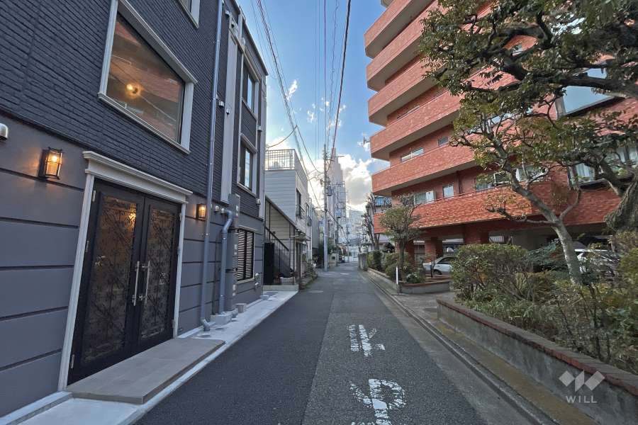 敷地南西側の前面道路（南東側から）