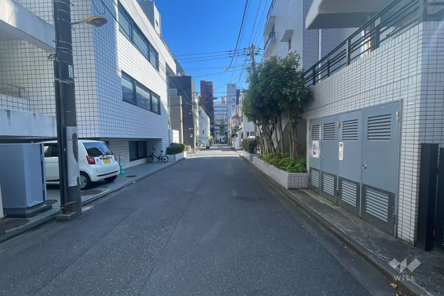 敷地東側の前面道路（北側から）