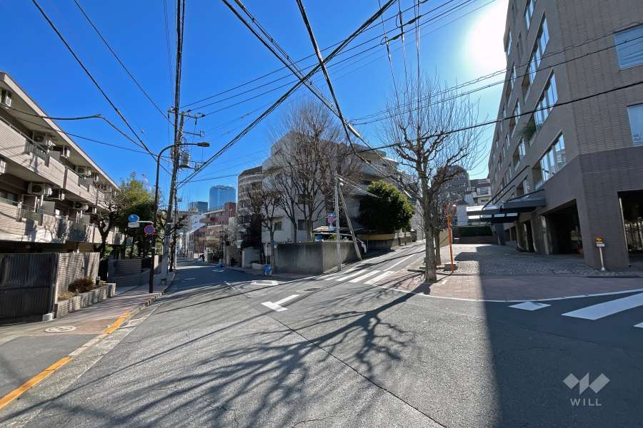 敷地北側前面道路と北西側道路