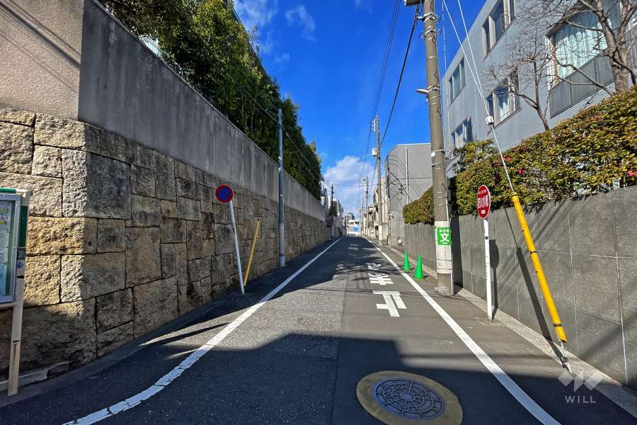 敷地南西側の前面道路（南東側から）
