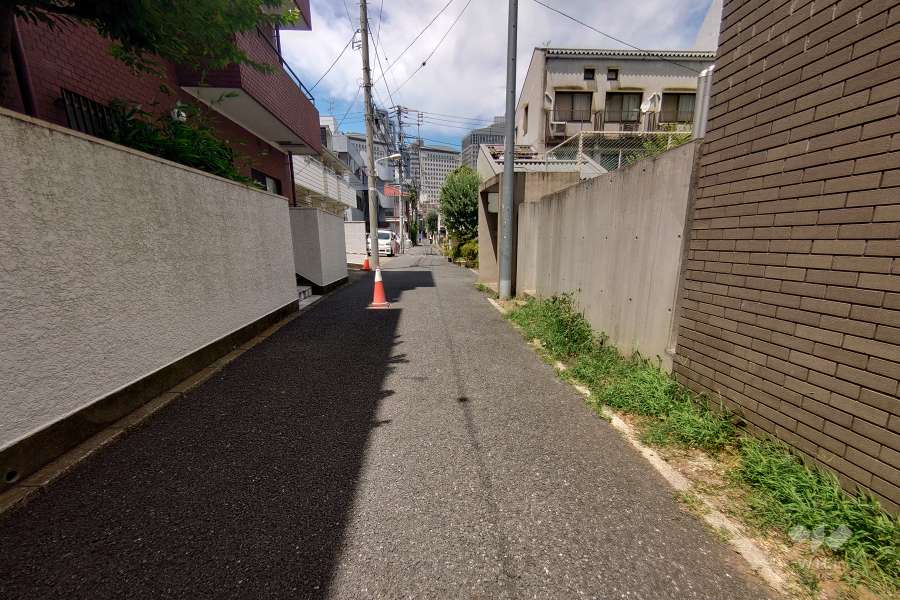 敷地北東側の前面道路（南東側から）