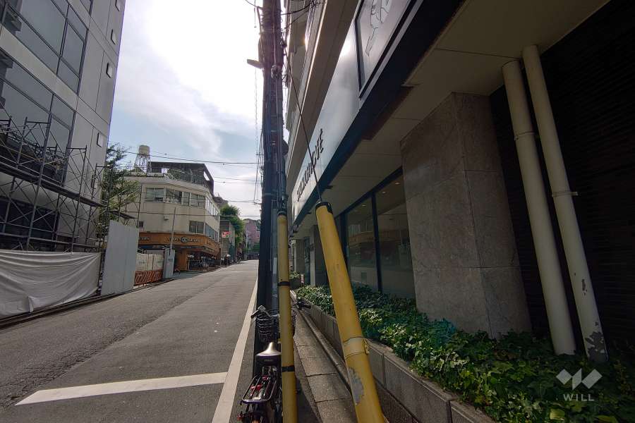 敷地南東側の前面道路（北東側から）