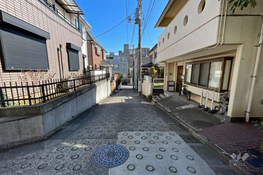 敷地北東側の前面道路（北西側から）