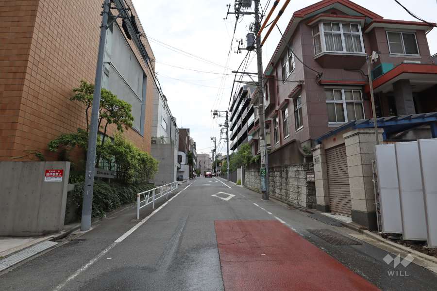 敷地西側の前面道路(北側から)