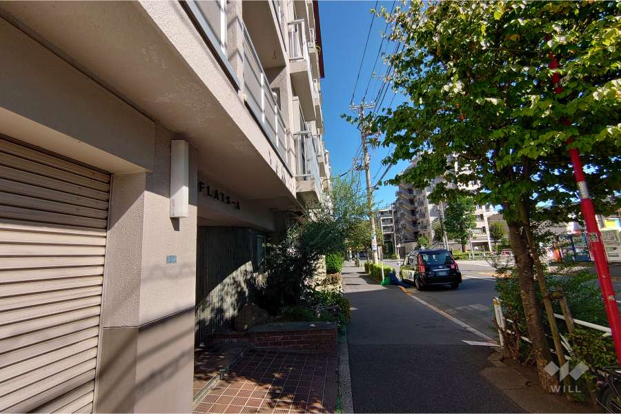 敷地南西側の前面道路（北西側から）