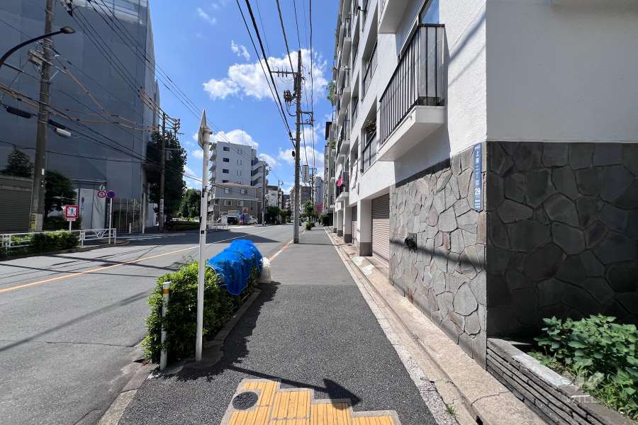 敷地南西側の前面道路（南東側から）