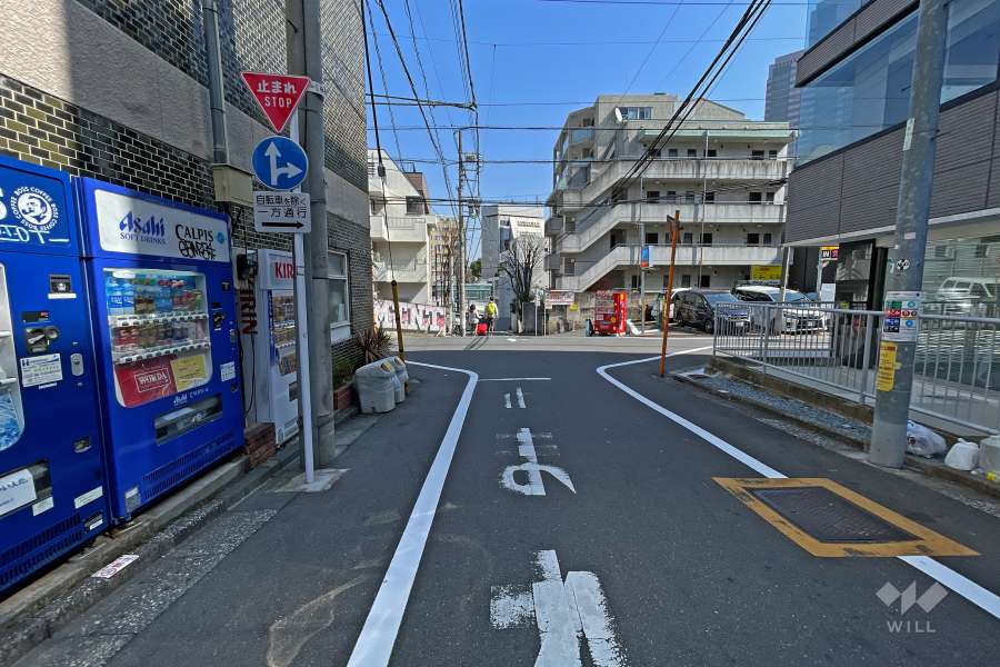 敷地南側の前面道路（西側から）