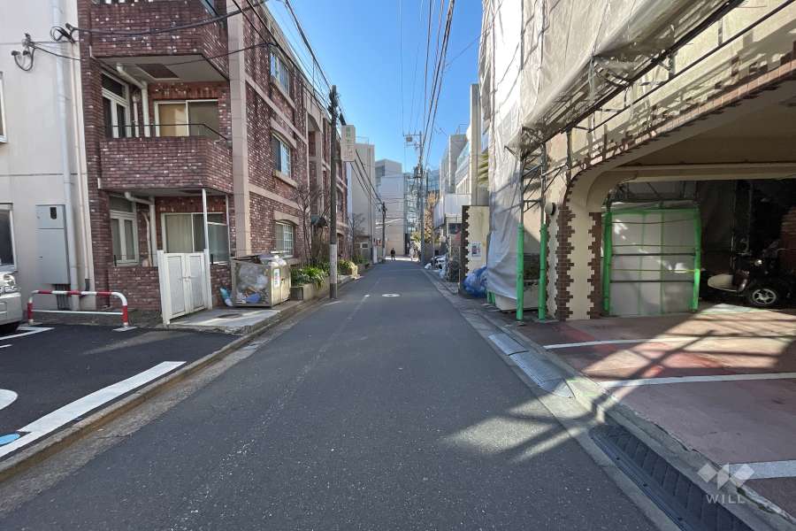 敷地北東側の前面道路（北西側から）