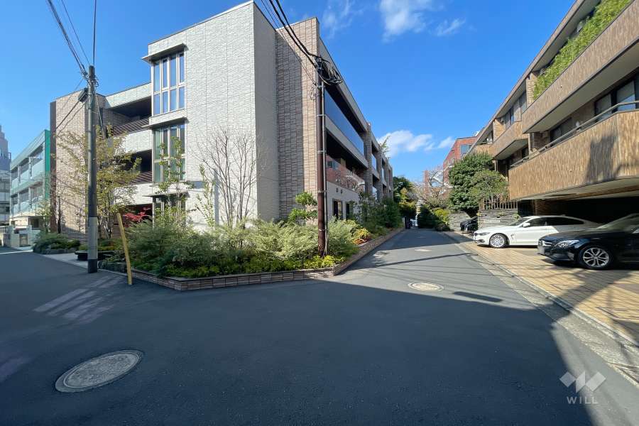敷地北西側の前面道路（南西側から）
