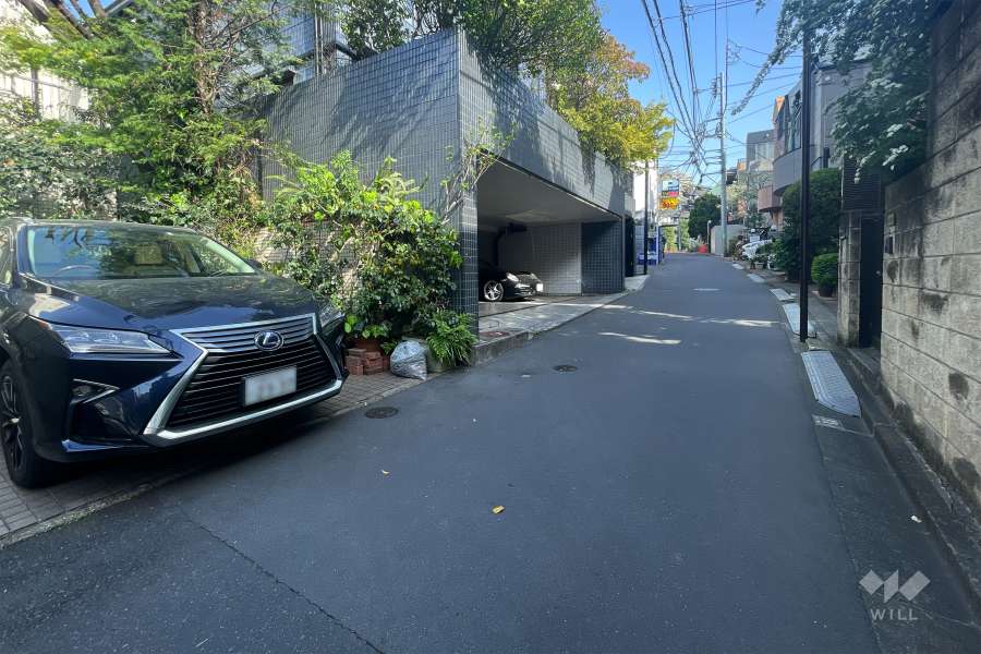 敷地南西側の前面道路（北西側から）