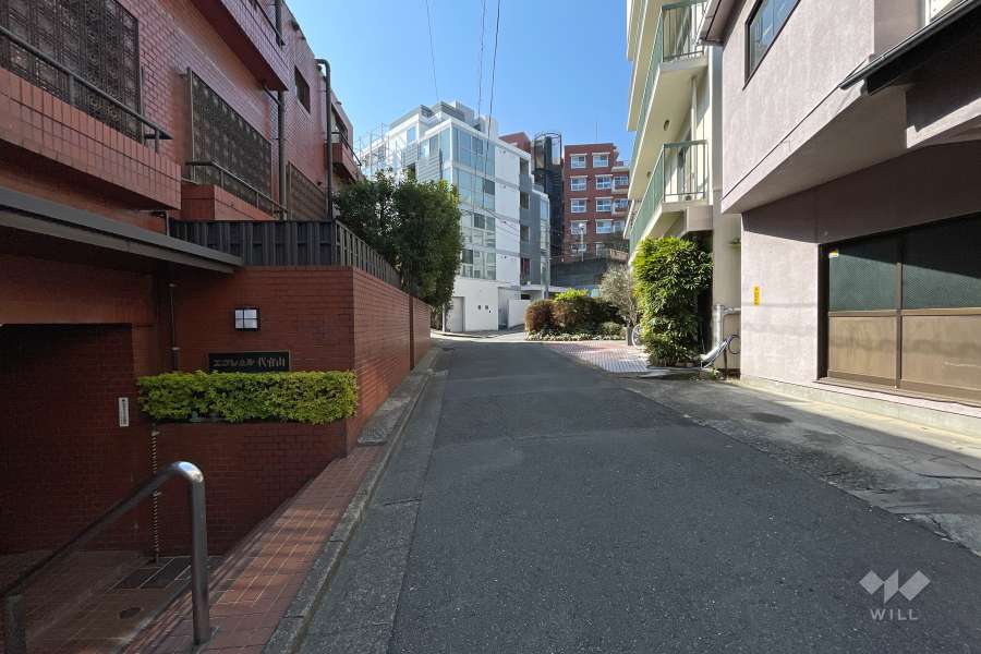 敷地北西側の前面道路（北東側から）
