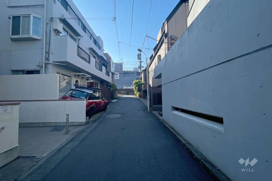 敷地北東側の前面道路（北西側から）