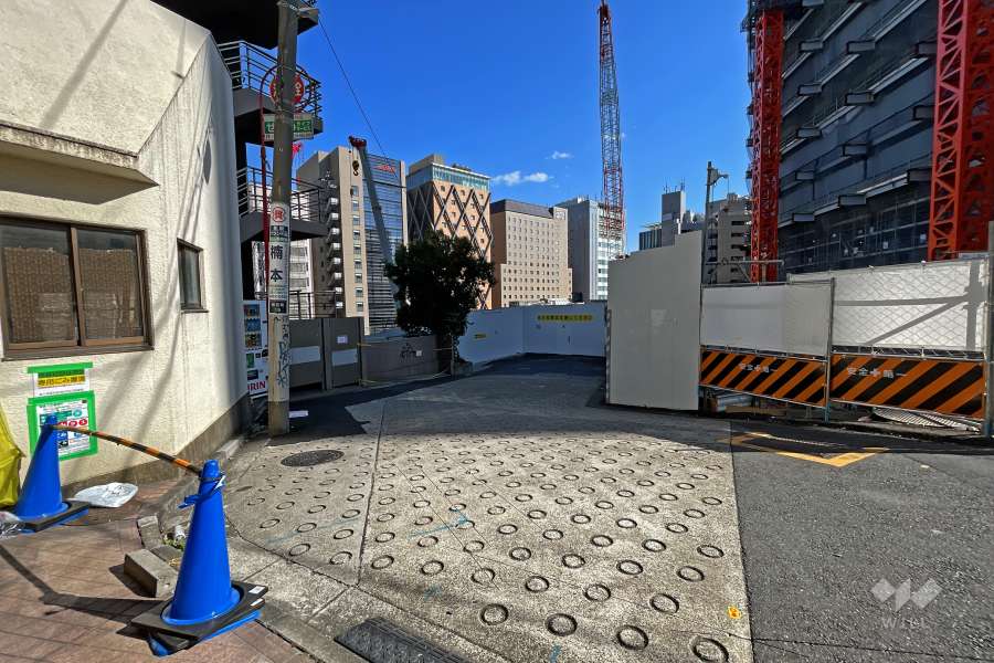 敷地南東側の前面道路（南東側から）