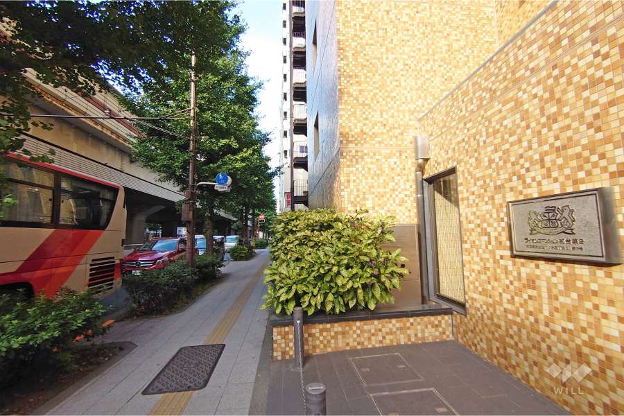 敷地北西側の前面道路（南西側から）