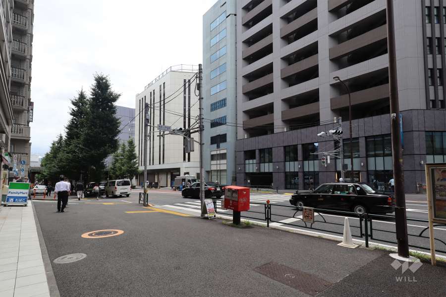 敷地西側の前面道路（北側から）