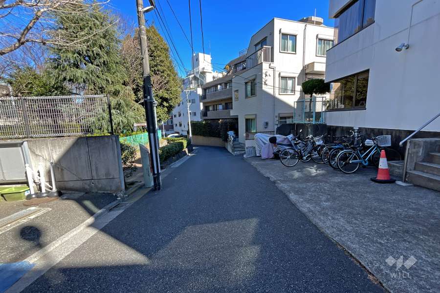 敷地北西側の前面道路（南西側から）