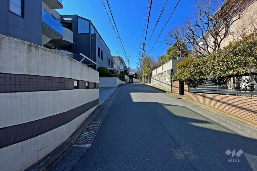 敷地の東側前面道路（南東側から）