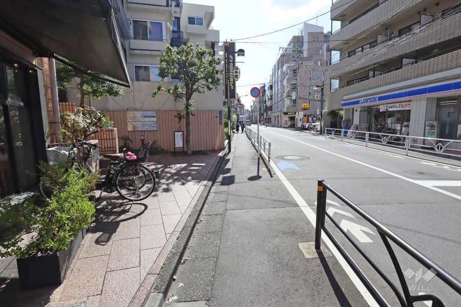 敷地西側の前面道路（北側から）