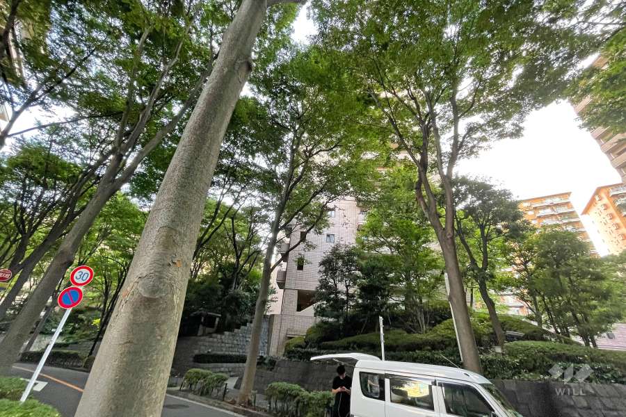 広尾ガーデンヒルズ　センターヒルＧ棟の外観（北東側から）