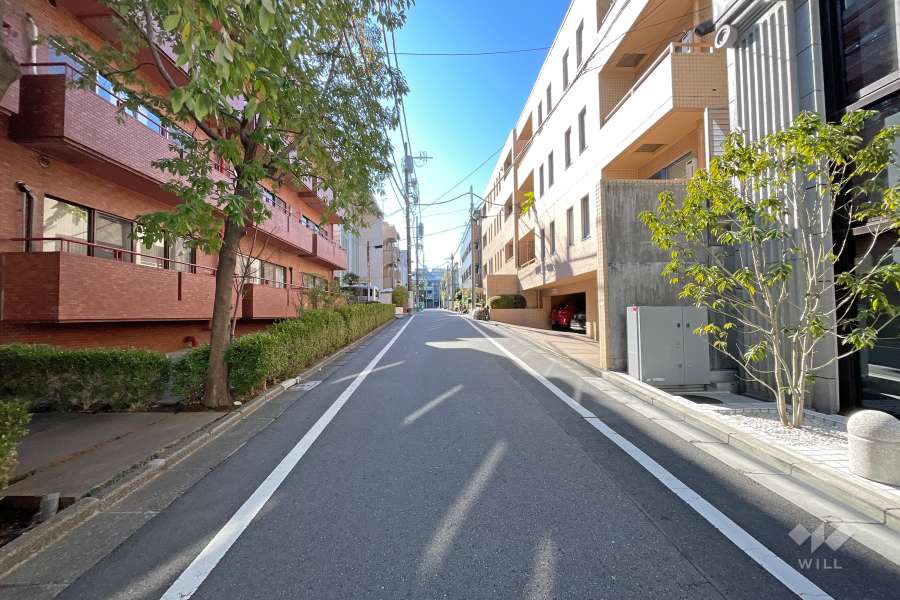 敷地西側の前面道路