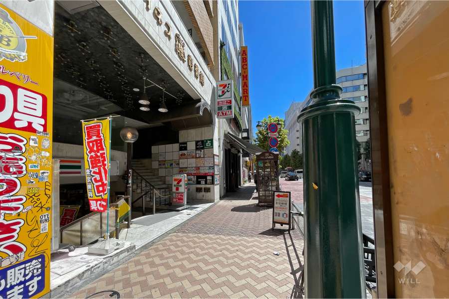 敷地西側の前面道路（北側から）