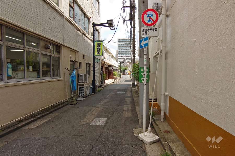 敷地北側の前面道路（西側から）