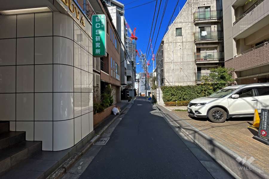 敷地北東側の前面道路（南東側から）