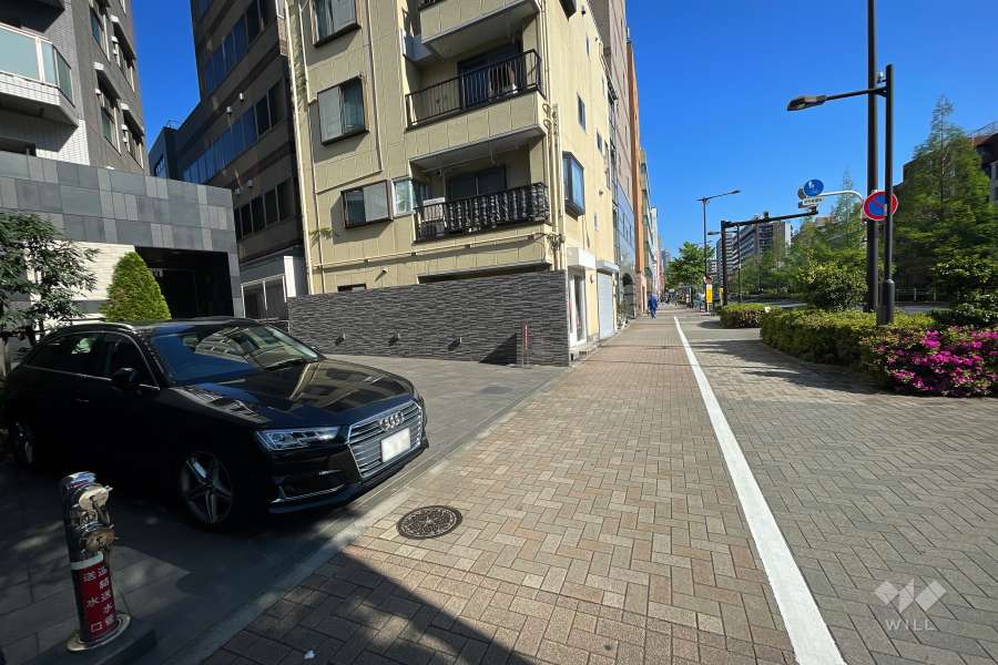 敷地東側の前面道路（南側から）