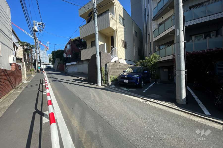 敷地南西側の前面道路（南東側から）