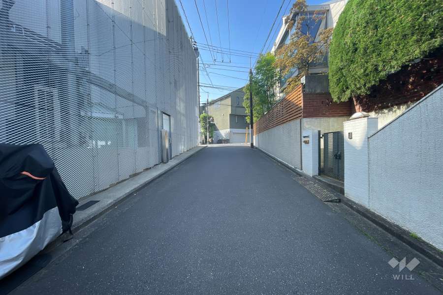 敷地西側の前面道路(北側から)