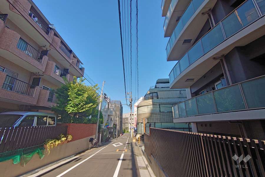 敷地北側の前面道路（西側から）