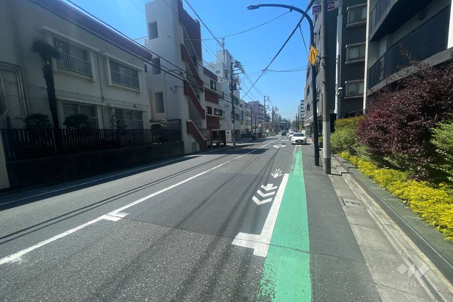 敷地南東側の前面道路（北東側から）