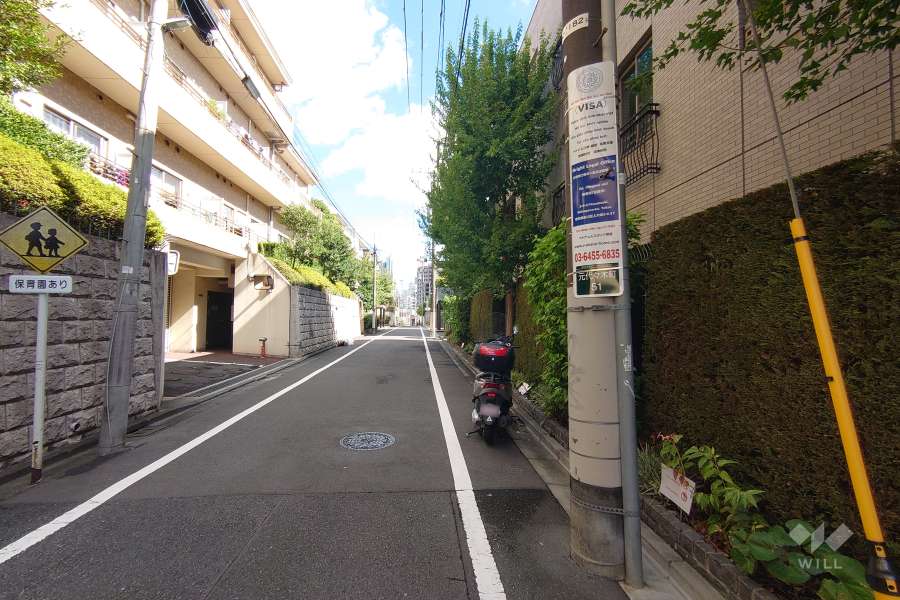 敷地西側の前面道路（南側から）