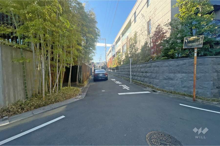 敷地南東側の前面道路（北東側から）