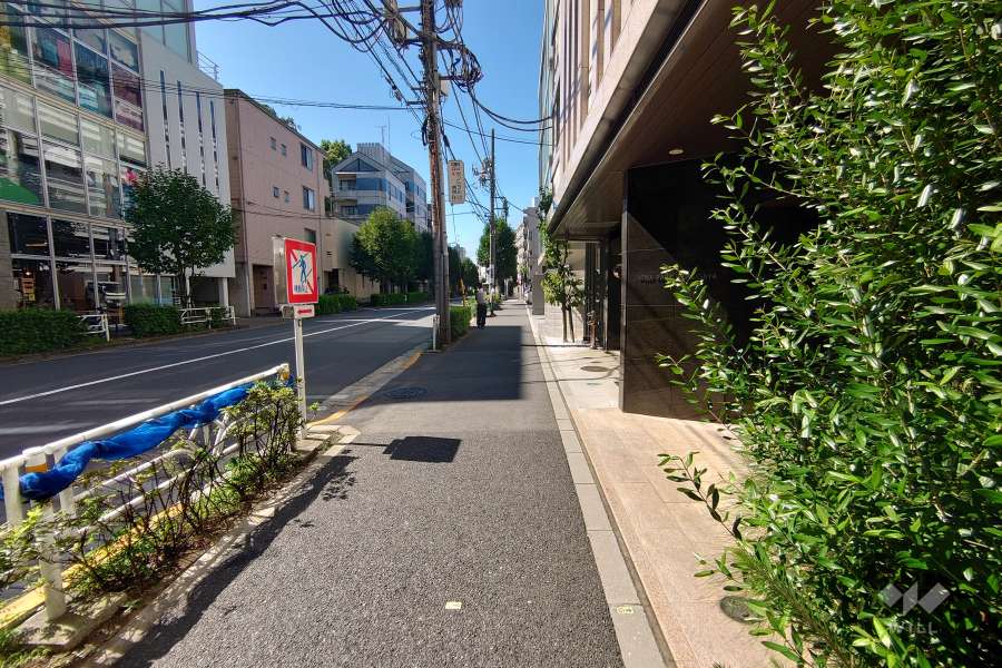敷地南西側の前面道路（南東側から）