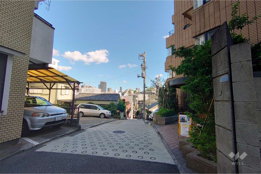 敷地北東側の前面道路（北西側から）