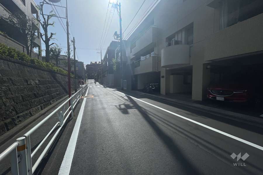 敷地南東側の前面道路（北東側から）