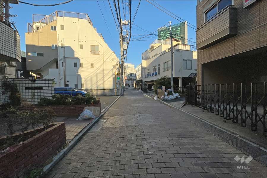 敷地北東側の前面道路（南東側から）