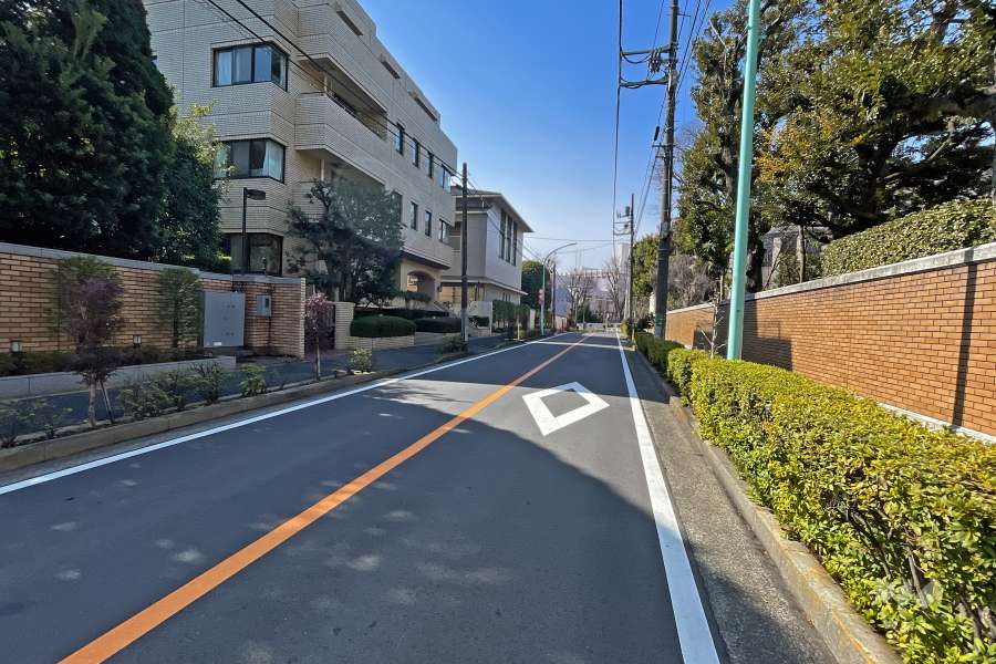 敷地北西側の前面道路（北東側から）