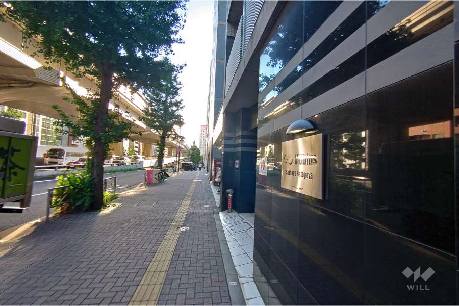 敷地南東側の前面道路（北東側から）