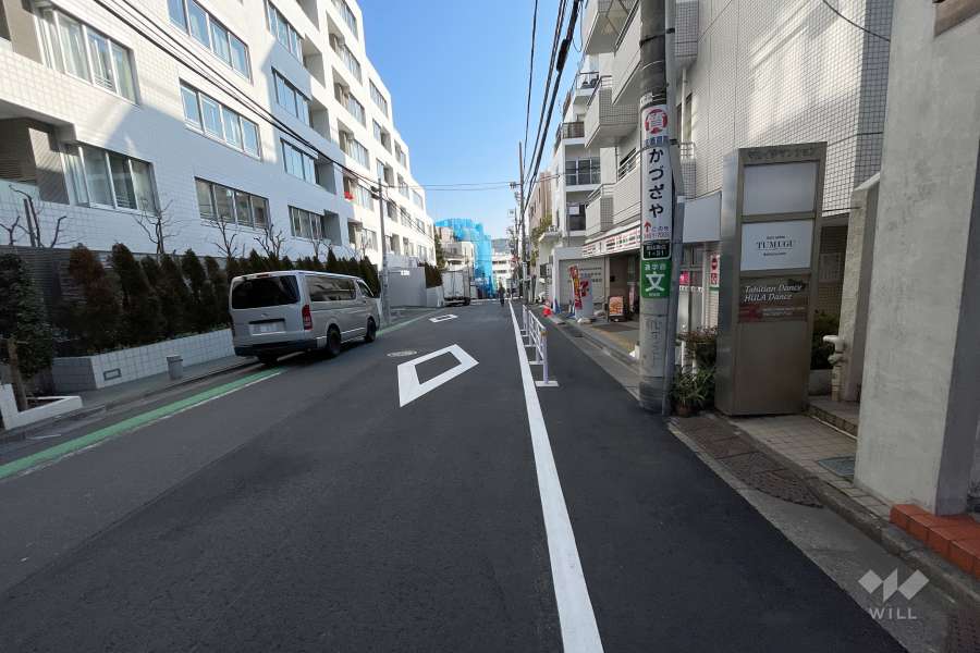 敷地北西側の前面道路（南西側から）