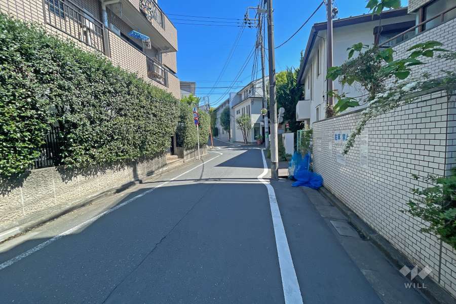 敷地北西側の前面道路（北東側から）
