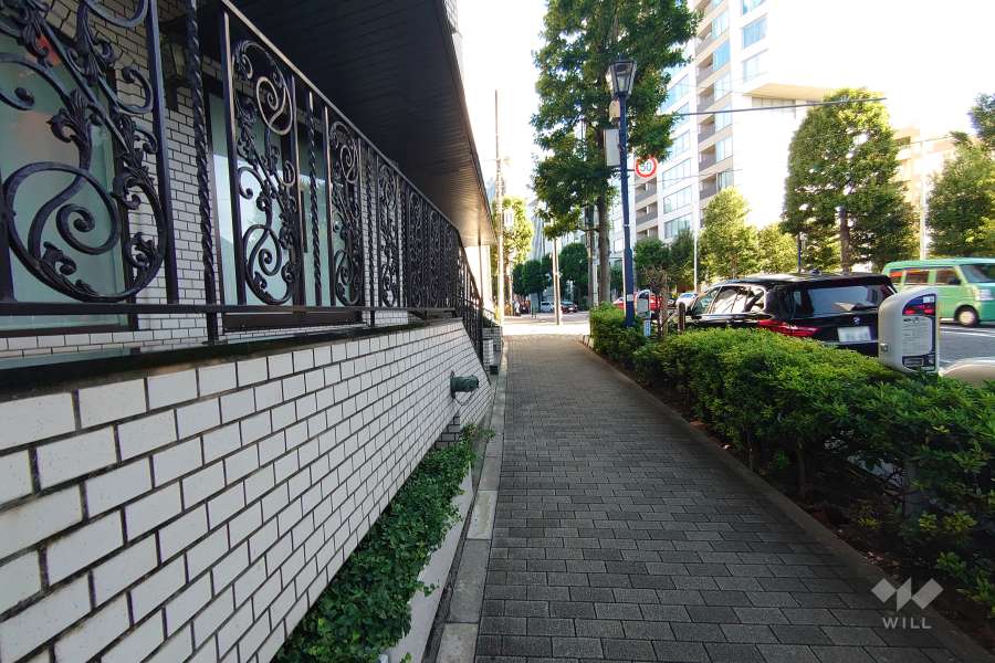 敷地南東側の前面道路（南側から）