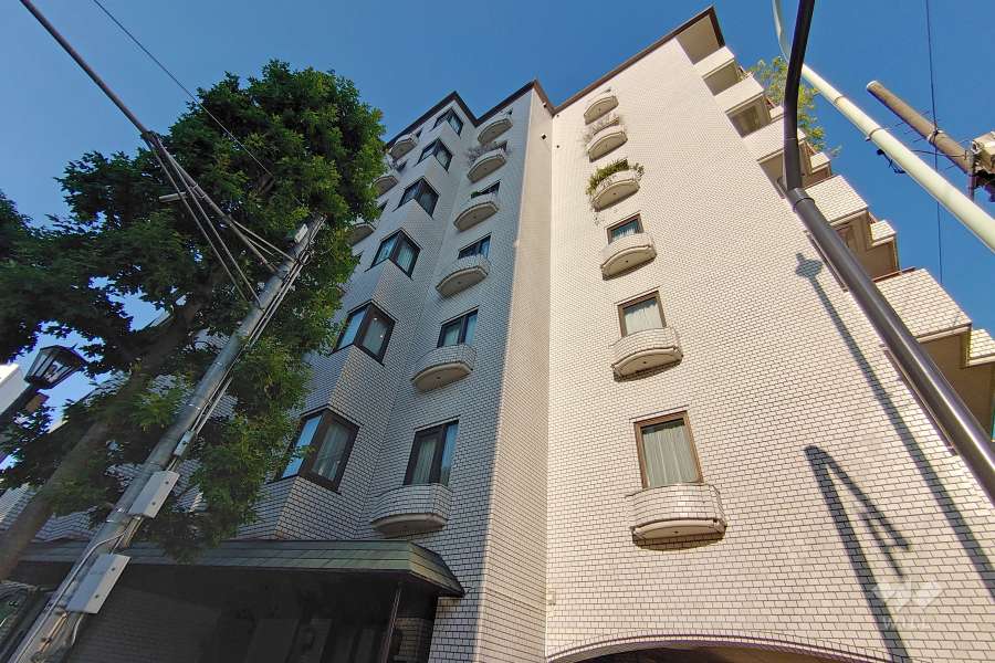 クラウン青山の外観（南西側から）