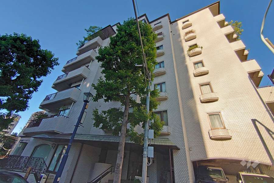 クラウン青山の外観（南西側から）